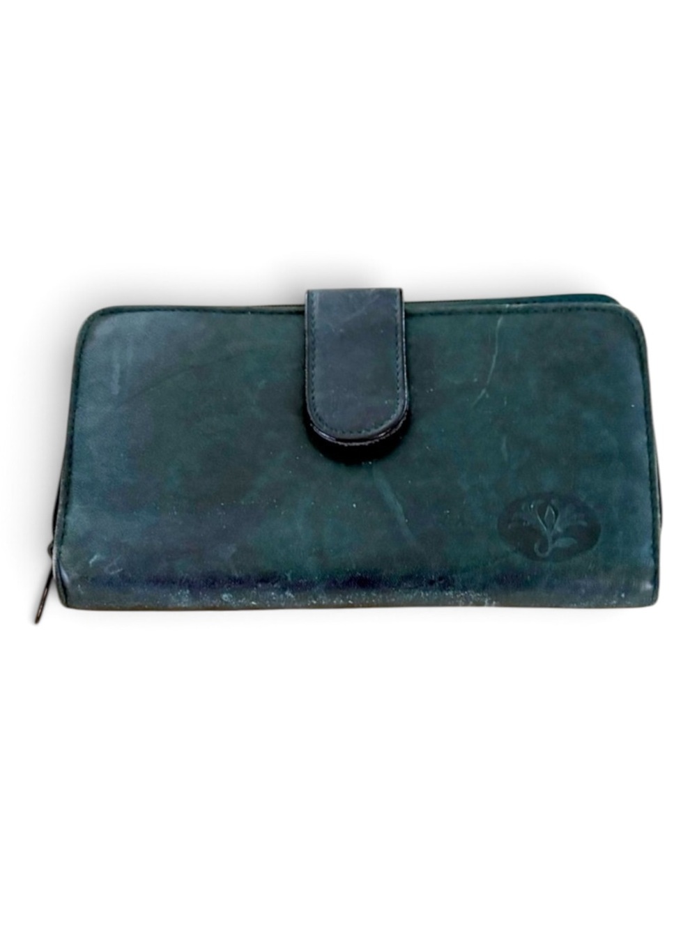 Buxton Dark Green Leather Tri-Fold Checkbook Wallet